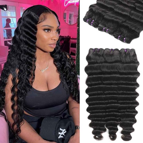 Loose Deep Wave Bundles Human Hair 3 Bundles Loose Wave (20 22 24 Inch) Wet and Wavy Hair Weft Brazilian Full Virgin Remy Hair Weave for Women Natural Color
