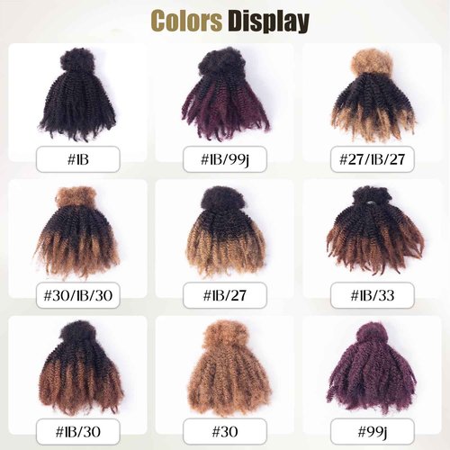 Afro Kinky Bulk Human Hair, 4C, 50g/pack, Braiding Hair for Mini Twists and Sister Locs (#1b/27 18inch)