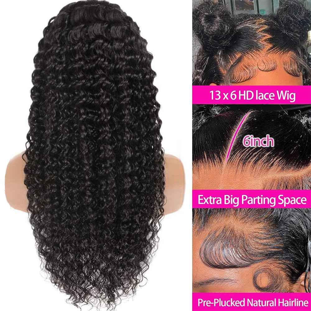 Kucmir 30 Inch Wigs Human Hair 13x6 Lace Front Wigs Human Hair Pre Plucked Deep Wave Lace Front Wigs Human Hair for Women Wigs Human Hair with Baby Hairline