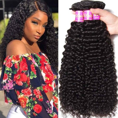 UNICE Human Hair Bundles Curly 8 10 12 inch 100% Unprocessed Malaysian Virgin Weave 3 Bundle Real Natural Black Human Hair Extensions 1B Natural Black Color for Women