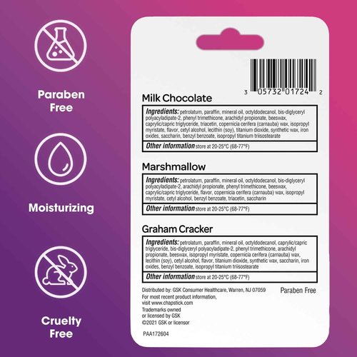 ChapStick Lip Moisturizer, S’Mores Collection 3-Packs (12 Sets/36 Tubes) – Bulk Lip Balm, Cozy & Sweet, 0.15 Oz Ea