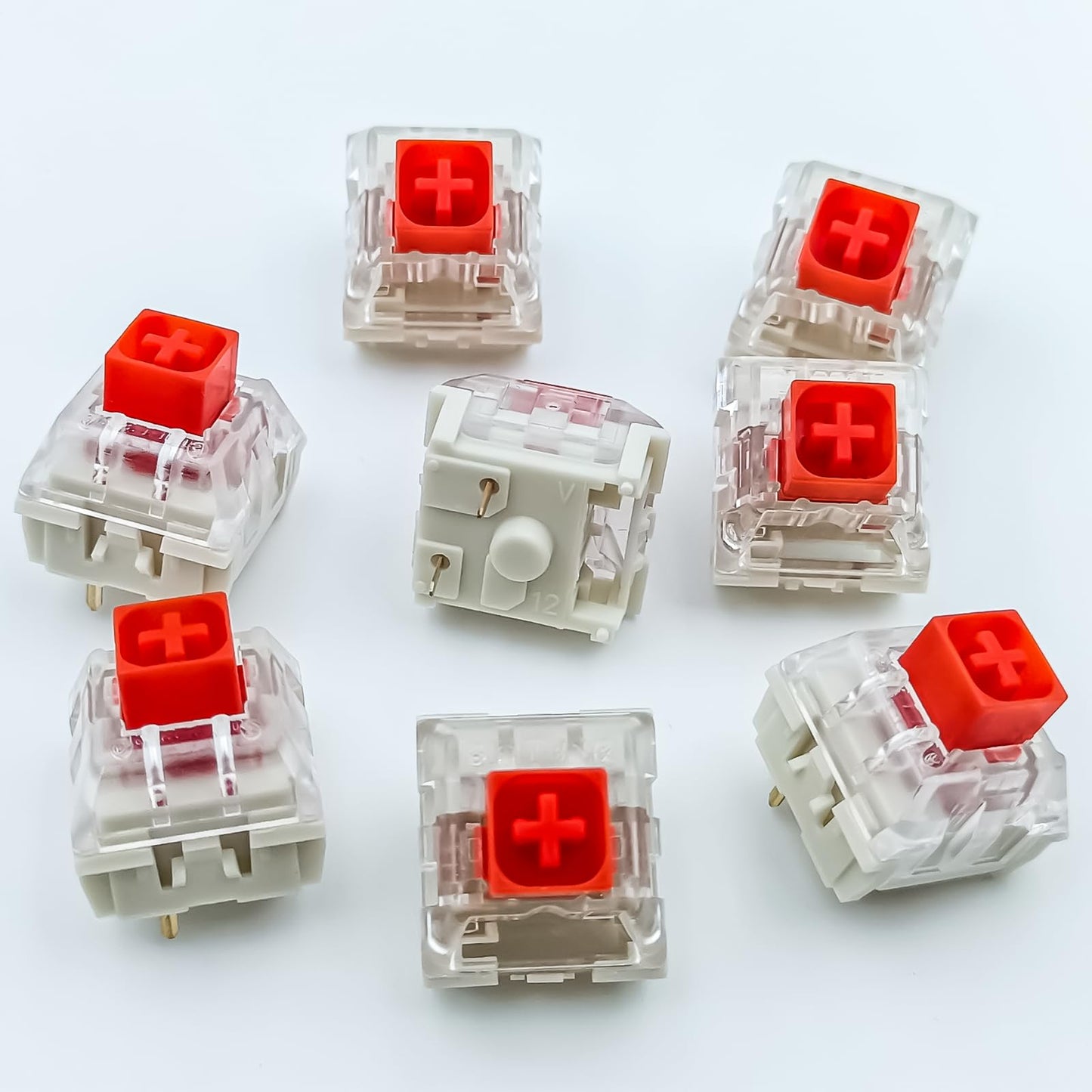Zjmehty Kailh Box Red Switches for Mechanical Keyboard,3-Pin 45gf Linear/Factory Lubed/Dust&Waterproof Switches(Kailh Box Red,108Pcs)