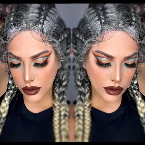 karissa Hair Blonde Braided Wig Straight French Braid Wigs for White Women Long Blond Microbraids Wigs Grey Lace Front Synthetic Glueless Braided Ombre Blonde Lace Front Wig Drag Cosplay 32Inch