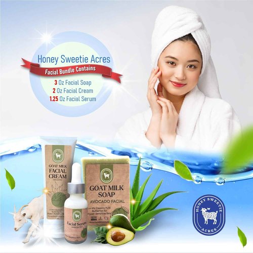 Honey Sweetie Acres All-Natural Skincare Bundle – Avocado Cleansing Bar, Vitamin B Serum & Goat Milk Cream – Hypoallergenic, Fragrance-Free for Sensitive Skin