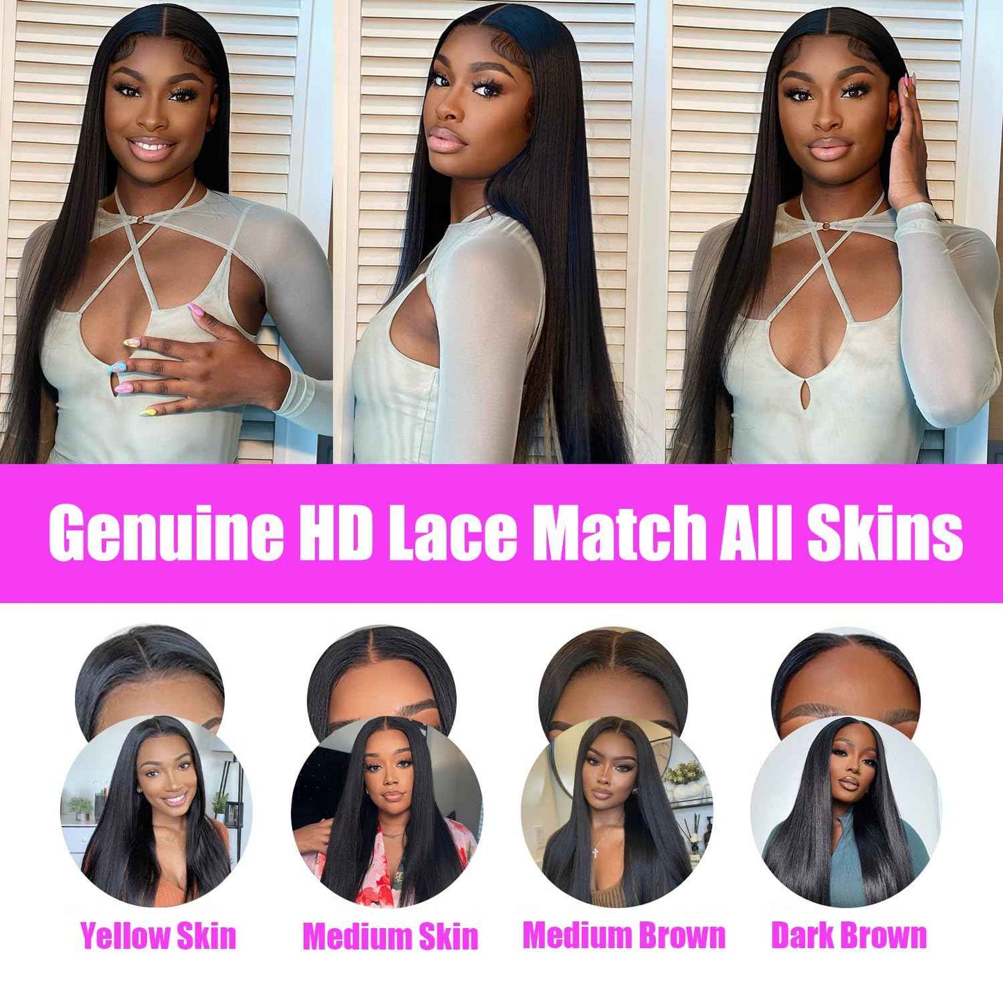 220 Density 13x6 Lace Front Wigs Human Hair 32 Inch Straight HD Lace Frontal Wigs Human Hair Pre Plucked with Baby Hair Glueless Wigs Brazilian Virgin Straight Wigs Human Hair for Women Natural Black