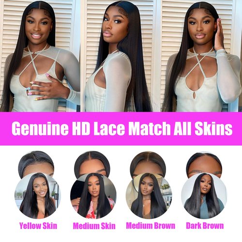 13x6 Lace Front Wigs Human Hair 220 Density Straight HD Lace Frontal Wigs Human Hair Pre Plucked with Baby Hair Glueless Wigs Brazilian Virgin Straight Wigs Human Hair for Women Natural Color 20 Inch