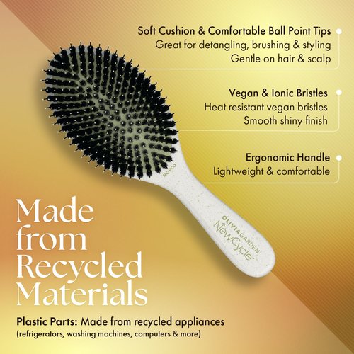 Olivia Garden NewCycle Ionic bristles Cushion Hair Brush and made from 100% recycled material (except bristles and cushion)