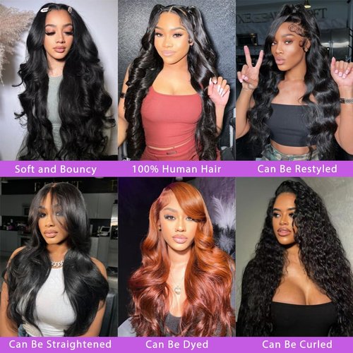 Body Wave Bundles Human Hair 18 20 22 Inch, 12A Brazilian Virgin Body Wave Human Hair Bundles,100% Unprocessed Natural Black Color Weave Deals Full and Thick Hair Extensions