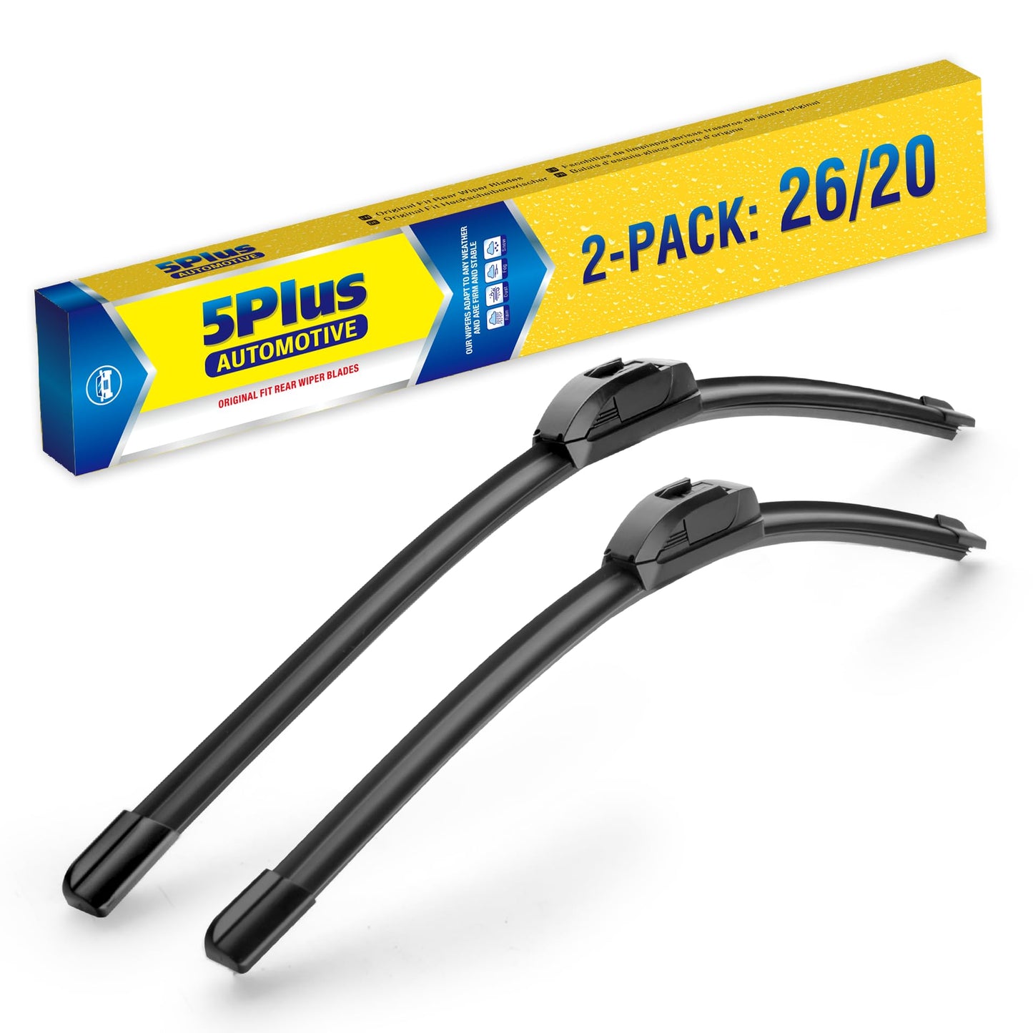 26"+20" Windshield Wiper Blades Replacement For Toyota Highlander 2019-2008 Camry 2024 2023 2022-2018 Avalon 2022-2019 Sienna 2024-2021/Dodge Grand Caravan 2022-2008 /Ford Edge 2014-2007 (Set of 2)