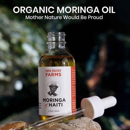 Papa Rozier Farms Moringa Oil of Haiti 2oz - Grown On Our Farms, Crushed In Our Farmhouse in Brooklyn - Undiluted, Cold Pressed, And Unrefined For Hair, Skin, Eyelashes, Eyebrows & Nails - from