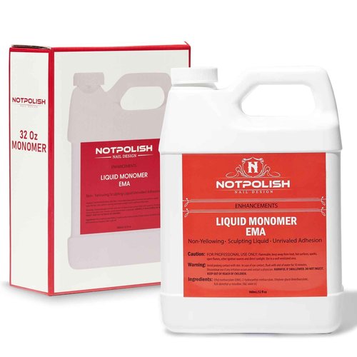 Notpolish Liquid Monomer for Acrylic Nails – Professional Monomer Acrylic Nail Liquid, Low Odor, No MMA – No Discoloration, EMA-Based Formula – Manicure and Pedicure Supplies, Made in USA, 32 oz
