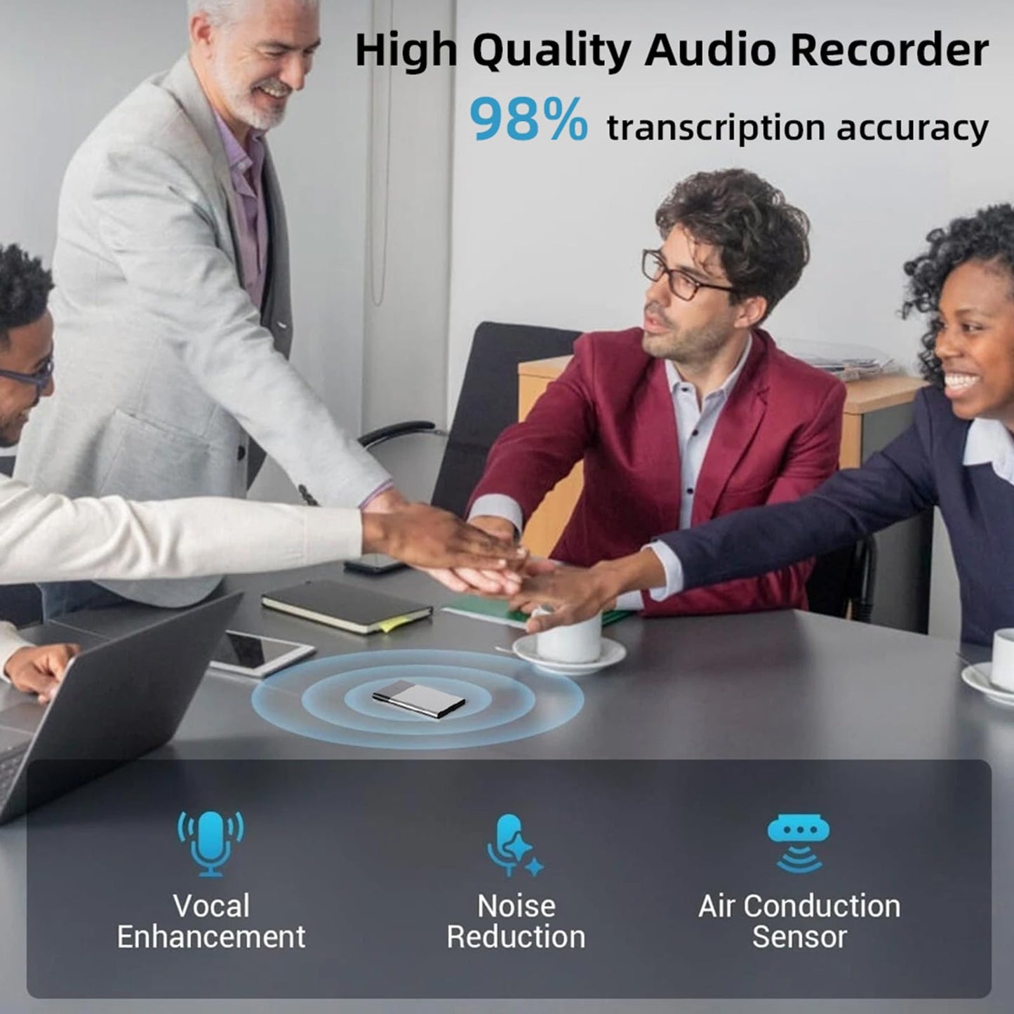 AI Voice Recorder, 64GB Storage Digital Voice Recorder with Noise Cancelling - Portable Audio Recorder, App Control with Transcription,138 Languages, Magnetic Attachment,Professional Recording Device