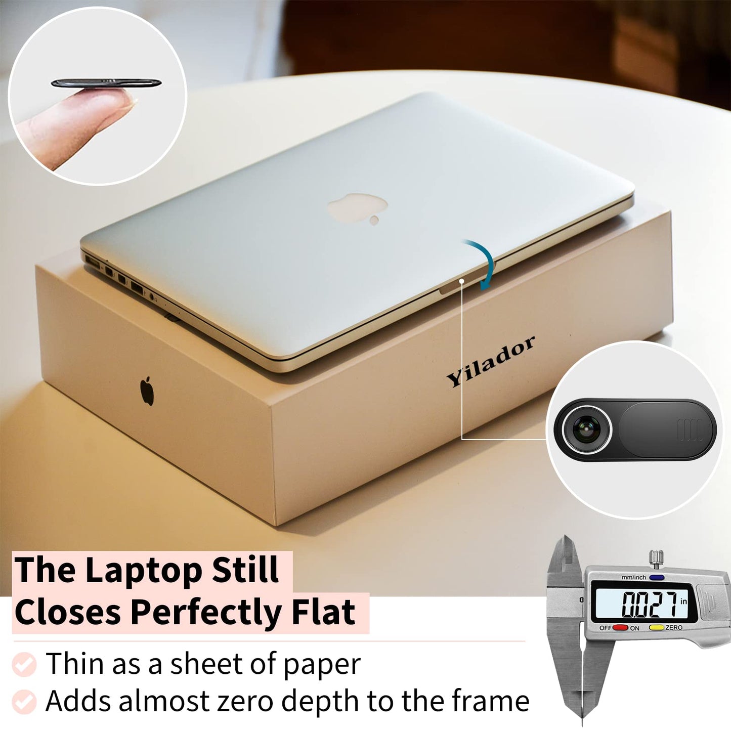 6-Pack Laptop Camera Cover Slide, Ultra Thin (0.03in) Webcam Privacy Cover for MacBook, iPhone, iPad, iMac, PC, Cell Phone & Computer Accessories (3 Pack Small+3 Pack Big)