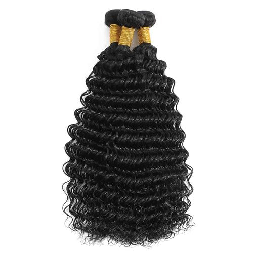 Saluna Deep Wave Bundles 16 18 20 Inch 12A Soft And Thick Double Weft 100% Unprocessed Brazilian Remy Curly Human Hair Bundles for Black Women