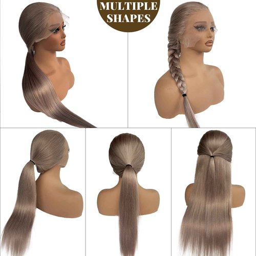 Belaved 16 Inch Ash Blonde Wigs Human Hair Straight 13x6 HD Transparent Lace Front Wigs for Black Women 180% Density Glueless Balayage Blonde Remy Human Hair Wigs with Baby Hair Pre Plucked Hairline