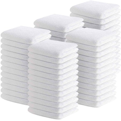 Buryeah 200 Pieces Wash Cloths Bulk Face Cloths Cotton Washcloths Set Hand Towels Absorbent for Bathroom Soft Cleaning Rags for Bath Body Spa Gym Kitchen Dish (12 x 12 Inches)