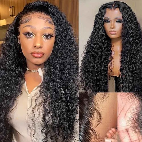 virginess Deep Wave Lace Front Wigs Human Hair Pre Plucked 20 Inch 13x4 Lace Frontal Closure Wig for Black Women Glueless Deep Curly Lace Front Wig Human Hair Wig