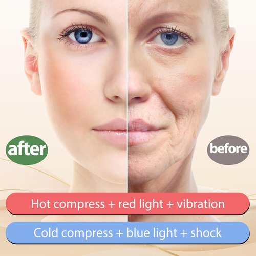 ZoGoo Upgraded Hot & Cold Dual Mode Face and Neck Beauty Massager, 7 in 1 LED Facial Sculptor, 7 Modes -Micro - Vibration - 7 Light -Heating -Ice Compress for Home Skin Care, Face Lift Device