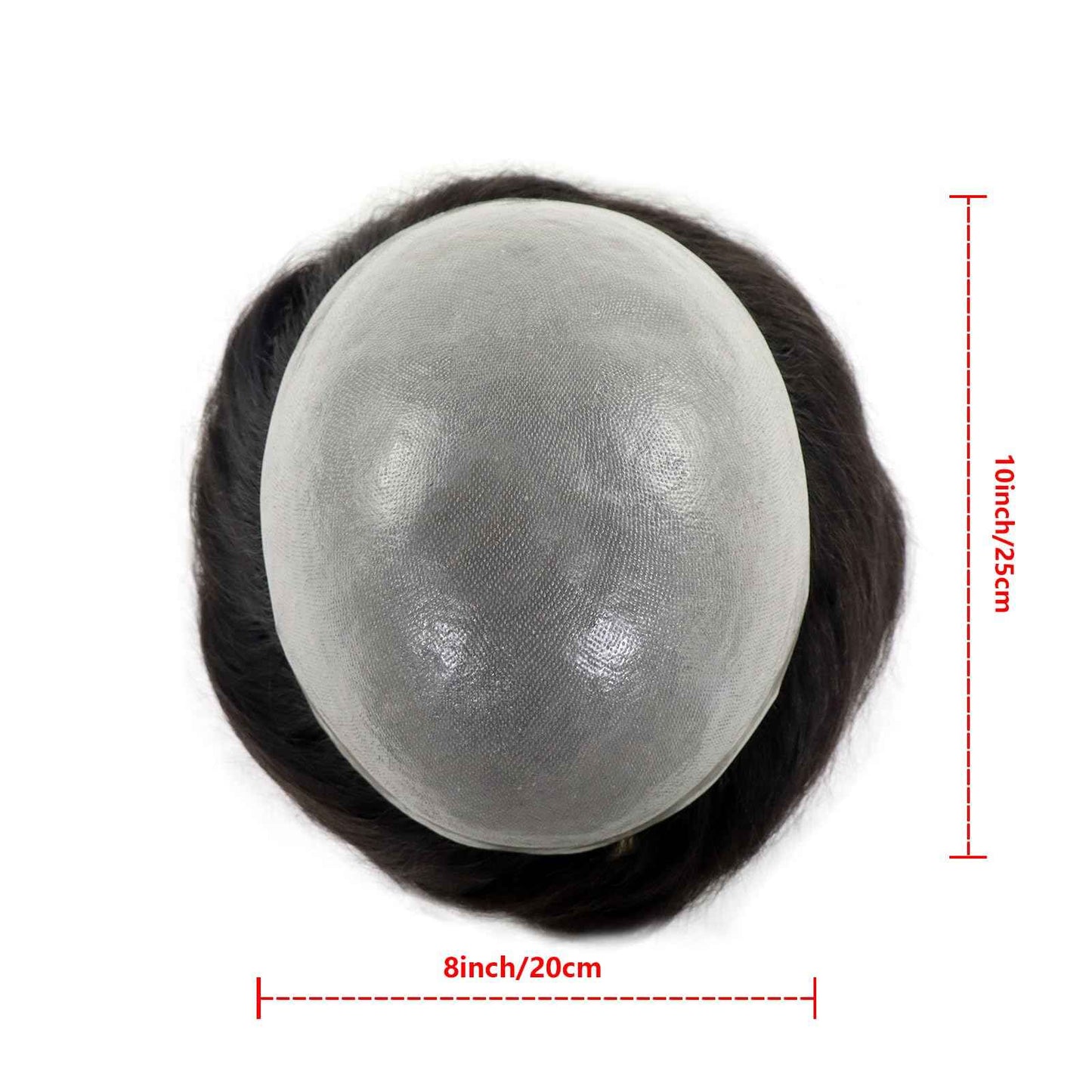 Lavishairs 0.03mm Thin Skin Human Hair Men Toupee Brown Full PU Base Hairpiece For Men Wig Natural Wave Styles Human Hair Mens Wigs Replacement Systems 8x10 Size (Black, 0.04-0.06, Straight)