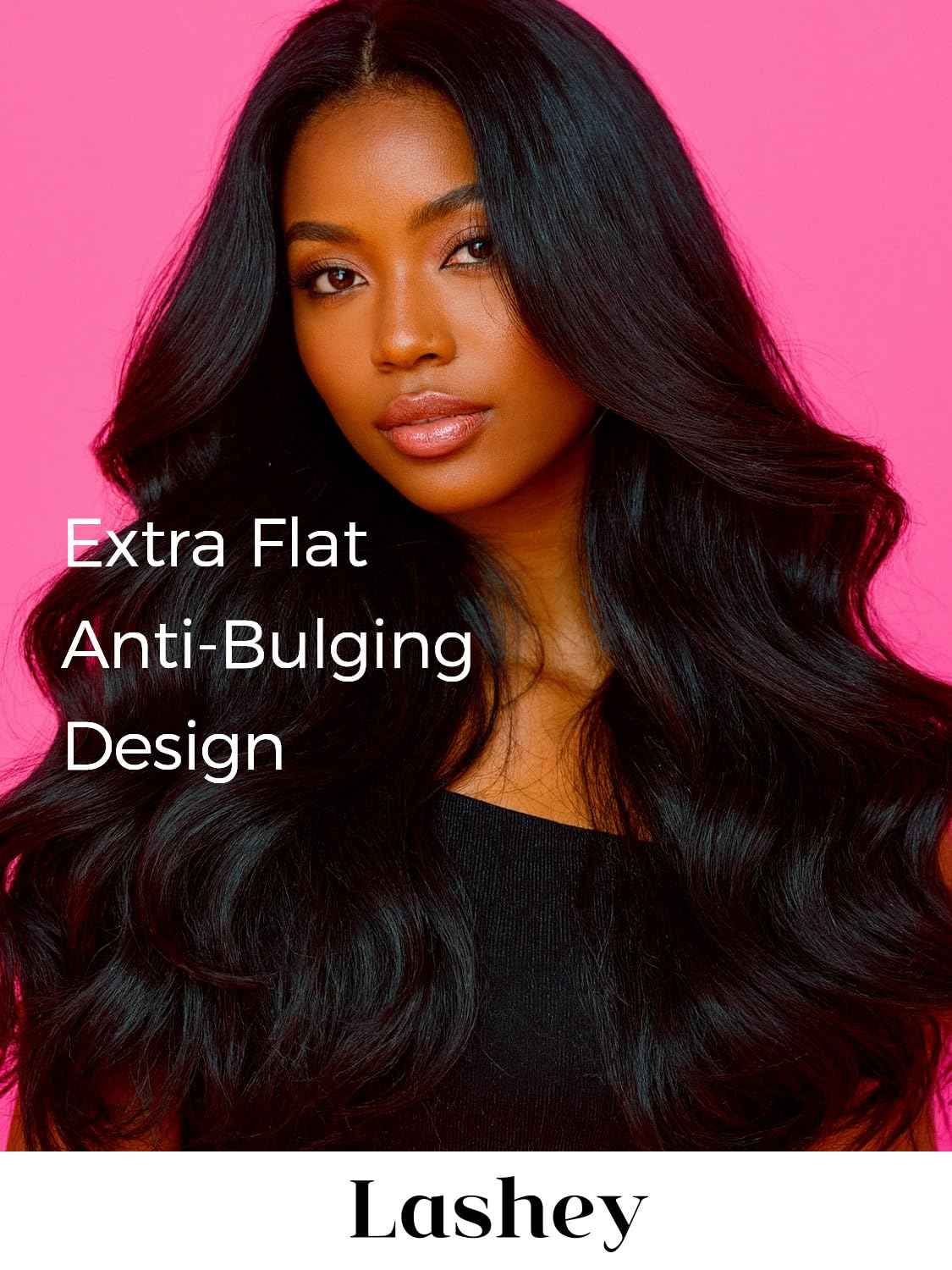 Lashey V Shape Invisible Clip in & Lace Clip in Hair Extensions Human Hair, 18 Inch 120g Set (1 V-Shaped + 2pcs Lace Clip ins), Natural Black Body Wave No Leave Out Hair Extension for Women