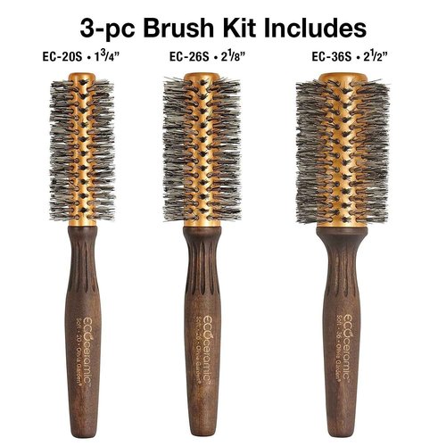 Olivia Garden Eco Ceramic Soft Bristles Round Thermal Hair Brush Set
