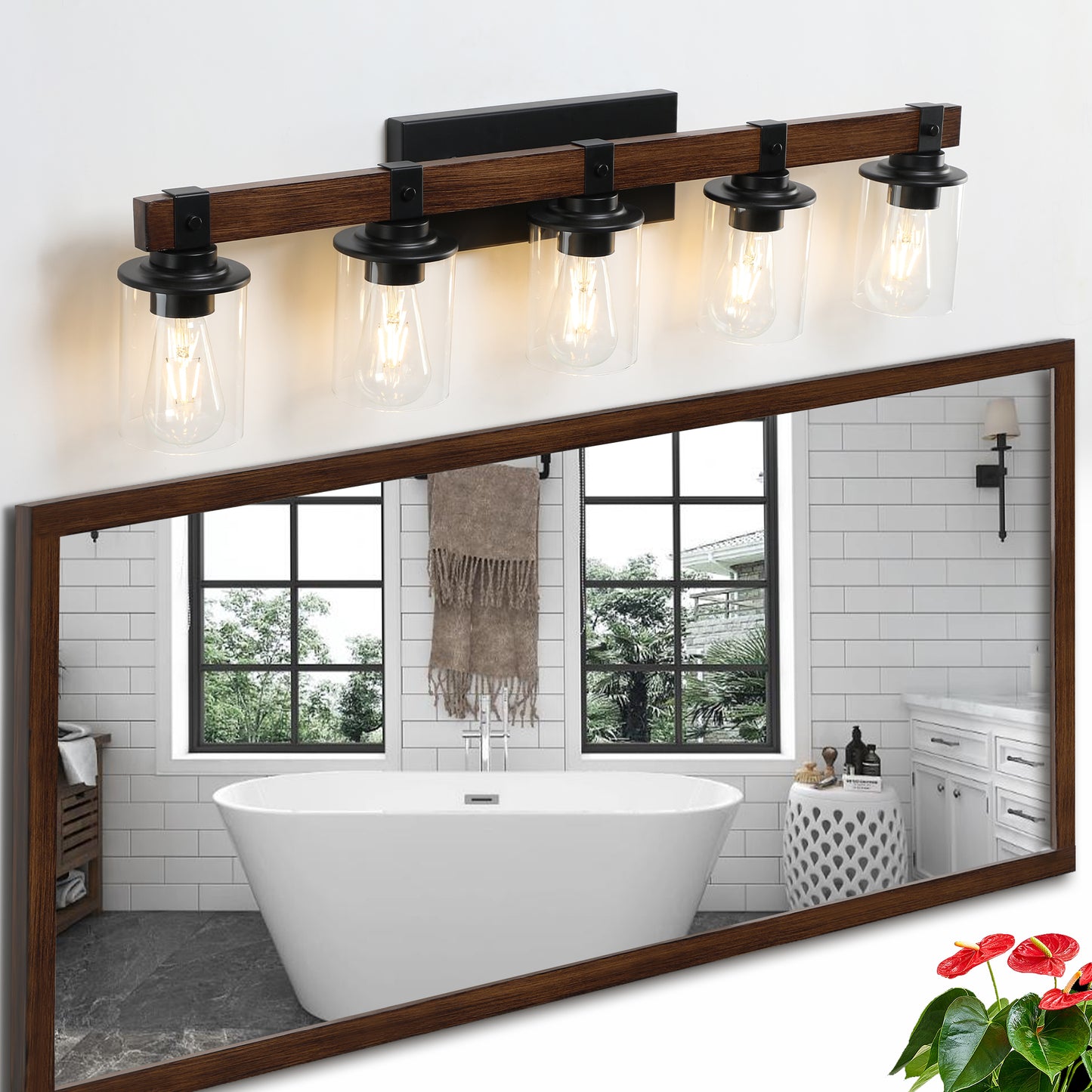 Rustic 5-Light Vanity Light Fixture - Industrial Bathroom Sconce