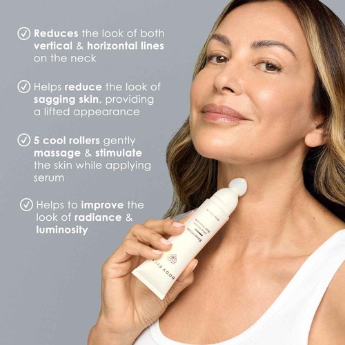 BODY FIRM Crepe Erase Lift & Smooth Neck Serum, Firming Neck Cream & Anti Aging Serum With TruFirm Technology, Peptides, Caffeine & Vitamin B3, Skin Care For Women, Roller Ball Applicator, 1.7 FL Oz