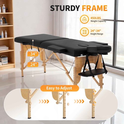 BestMassage Massage Bed Portable Massage Table 24 inch Wide Lash Bed Height Adjustable 2 Folding Spa Table with Non-Woven Bag for Spa Footmassage Facial CareSpa Tattoo