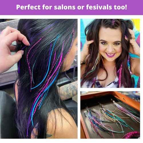 Feather Hair Extensions Bundle of 40 hair feathers in turquoise, pink, purple, and natural colors plus loop tool and beads Brand: Feather Lily