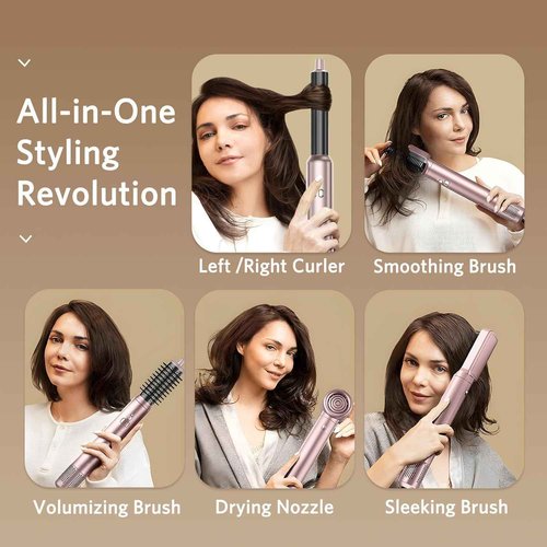 Air Styler Hair Dryer Brush - 6 in 1 Hair Styler Ionic Auto Wrap Hot Air Curler Blow Dryer Brush, 38m/s High Speed Blowout Airflow Hair Dryer Multi Styler Fast Drying Styling for Curly/Straight Hair