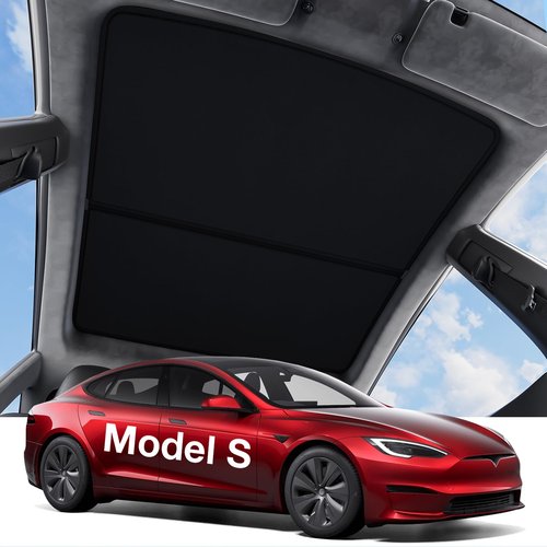 Wigoo Tesla Model S Sunshade Roof [Never Sag, Nano Ice-Crystal Coatings] 3-Gen Heat Insulation Glass Roof Sun Shade, Accessories for Tesla Model S 2020~2025, Tesla Interior Black