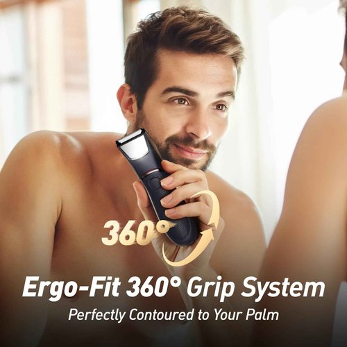 LGTGH Body Hair Trimmer for Men: Pubic Hair Trimmer with Mirror & LED Light - Electric Ball Shavers with Ceramic Blades & Travel Lock - Body Groomer IPX7 Waterproof Use for Groin/Chest/Legs