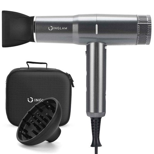 Hair Dryer with Diffuser, IG INGLAM 1875W Professional Ionic Blow Dryer, 110, 000 RPM High-Speed Brushless Motor, Auto-Clean, 3 Heat Settings & 3 Speed & Cool Shot Button Settings for Easy Home/Travel