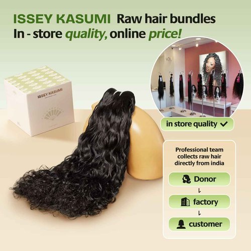 ISSEY KASUMI Raw Indian Human Hair Single Bundle,Triple Lifespan Than Regular Virgin Hair,In-Store Quality,Online Price! 100% Raw Indian Hair Bundles Water Wave Raw Hair Bundles 22 Inch