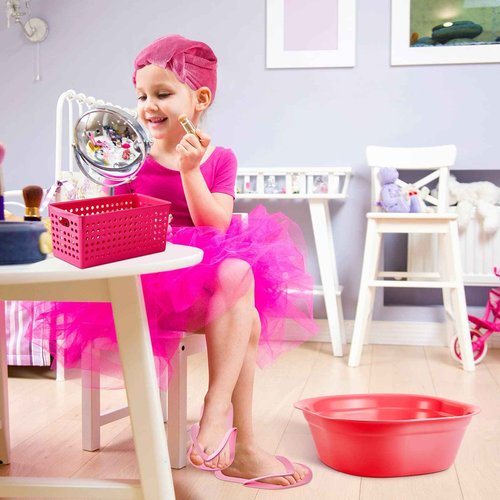 Mumufy 6 Sets Kids Foot Spa Kit for Girl Spa Party with Pink Washbasin Salon Towels Nail Kit for DIY Manicure and Pedicure Set with Foot Care for Sleepovers Slumber Party(Rose Pink)