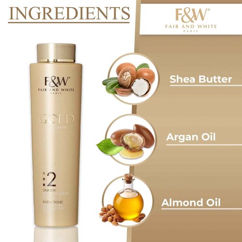 FAIR & WHITE 2: Gold Revitalizing Body Lotion | 500ml / 17.6fl.oz | with Argan Oil, Vitamin E and Shea Butter