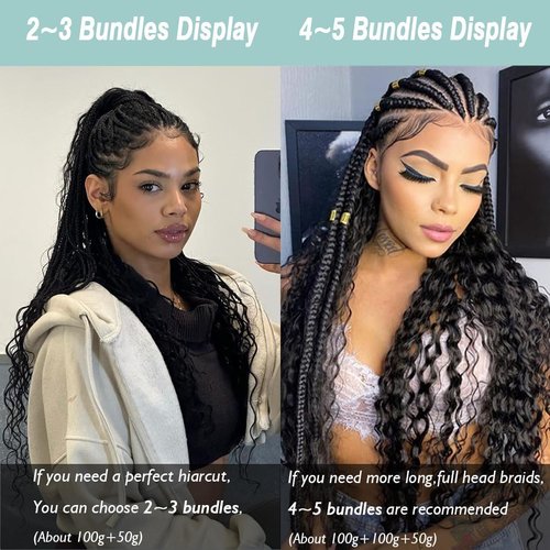 Human Braiding Hair for Boho Braids Deep Wave Bulk Human Hair Brazilian Virgin Curly Human Hair Extension Wet and Wavy Micro Human hair Braiding Hair 2 Bundles/Pack 100g(Natural Black,26inch)