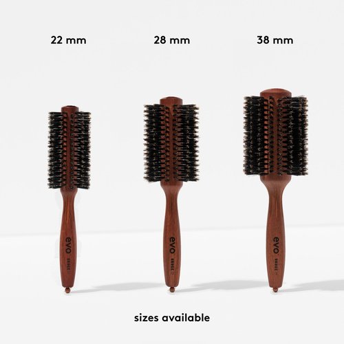 Evo Bruce Natural Bristle Radial Brush - Styling Brush for Blow Drying Long, Distribute Natural Oils & Polished Smooth for All Hair Types