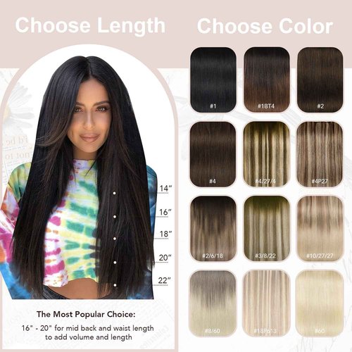 XDhair Clip In Hair Extensions Remy Human Hair Medium Brown #4 Mixed to Caramel Blonde #27 Clip In Real Hair Silk Stright 120g 6Pcs (#4P27,18Inch)