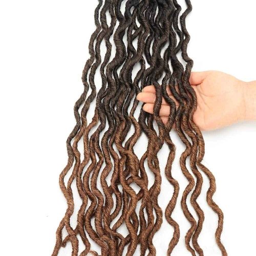 Eliza 24 Inch Wavy Gypsy Locs Ombre Crochet Hair 7 Packs Goddess Locs Faux Locs Crochet hair African Roots Dreadlocs Synthetic Braiding Hair Extensions for Black Women(24",7Packs,OM3T430)