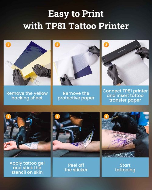 Itari TP81 Tattoo Stencil Printer Bluetooth - 2025 New Tattoo Kit Machine with 10pcs Tattoo Transfer Papers for Tattooing Thermal Tattoo Printer Tattoo Supplies for Tattoo Artists, Black
