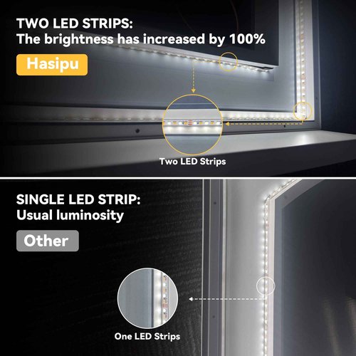 Hasipu Arch Vanity Mirror with Light, 32" x 24" Arched Led Makeup Mirror with 10X Magnification, Tabletop Desk Mirror, Dimmable 3 Colors Mode