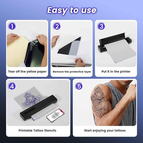 COLORWING Tattoo Stencil Printer, TP83 Upgrade Wireless Tatoo Printer with 10pcs Transfer Paper, Professional Tattoo Printer Compatible with Smartphones & PC