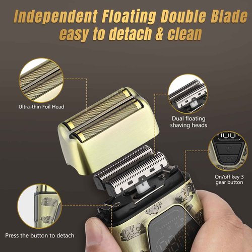 Beatslm Hair Clippers for Men Professional, T-Blade Hair Trimmer for Men, Electric Shaver Razor, Beard Trimmer, 3 in 1 Cordless Barber Clippers and Trimmers Set, Haircutting Kit LCD Display (Bronze)