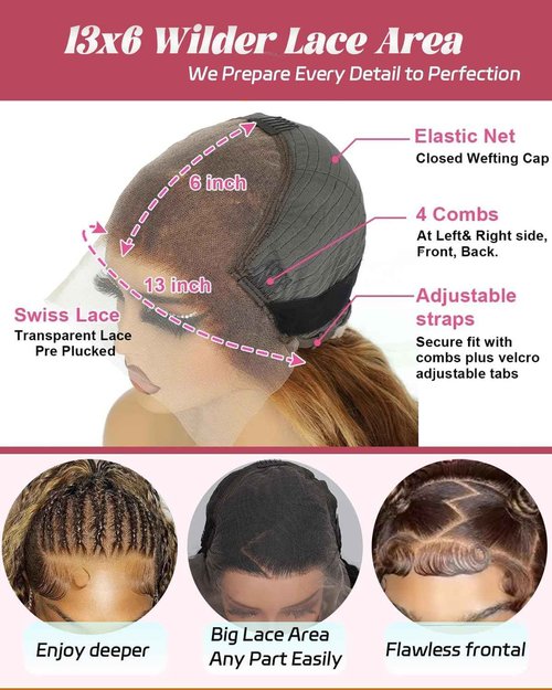 Sherico Ombre Lace Front Wigs Human Hair for Women,13x6 Transparent Deep Wave Lace Front Wig 4/27 Highlight Blonde Hair Wet and Wavy Curly Glueless Wig Pre Plucked with Baby Hairs 180% Density