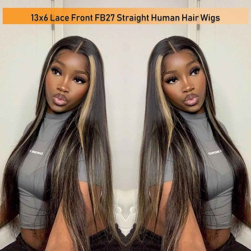 Teveshine 22inch Balayage Wig Human Hair 13x6 Ombre Lace Front Wig Pre Plucked With Baby Hair 180 Density FB27 Colored HD Glueless Balayage Wig Human Hair