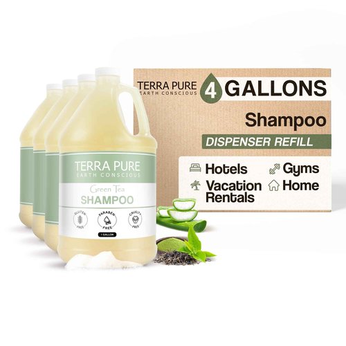 Terra Pure Hotel Shampoo | Four Gallons | Designed to Refill Soap Dispensers (Set of 4)