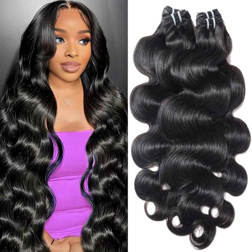 Body Wave Bundles Human Hair 18 20 22 24 Inch 12a Human Hair Bundles 100% Unprocessed Brazilian Raw Virgin Hair Extensions 4 bundles Natural Black