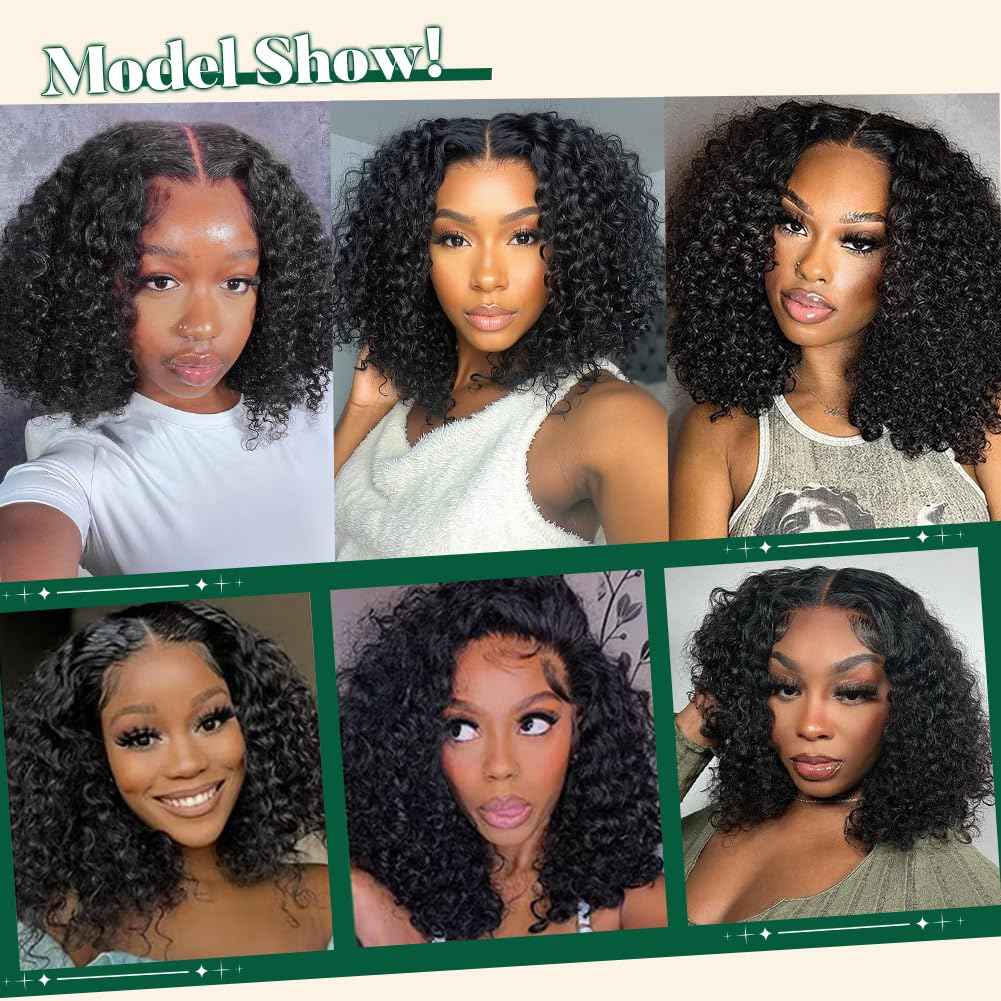12 Inch Bob Wig Human Hair 220% Density 13x4 Deep Wave Lace Front Wigs Human Hair Curly Wigs for Black Women Short Bob Wigs Wet and Wavy Lace Frontal Wig
