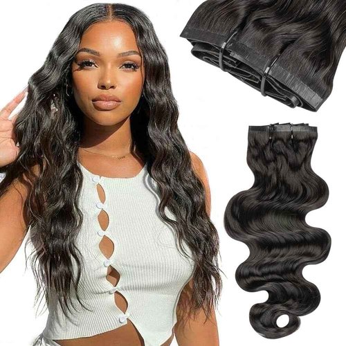 Niawigs Seamless Clip Ins Human Hair Clip In Extensions for Black Women Body Wave Real Human Hair PU Invisible Clip On Hair Extensions 7pcs Set 20 Inche 120 Gram